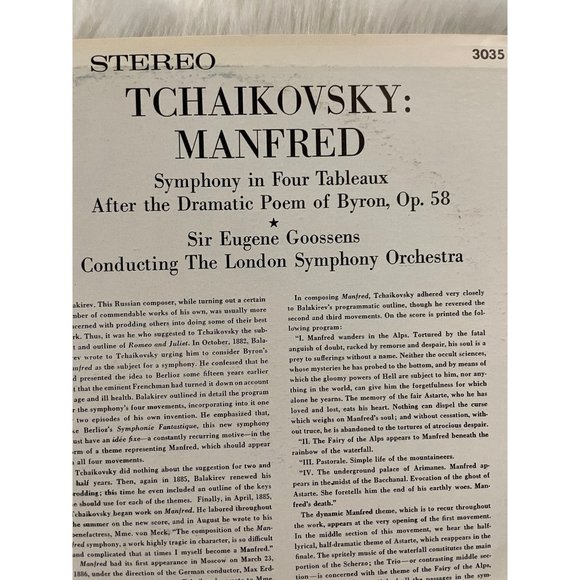 Classical Vinyl Tchaikovsky Manfred Symphony in Four Tableaux after the Dramatic - Picture 6 of 10